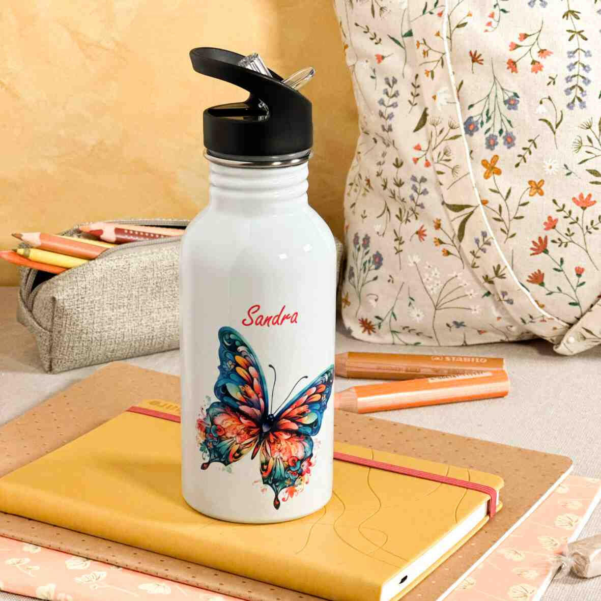 Trinkflasche Edelstahl Schmetterling – Sandra