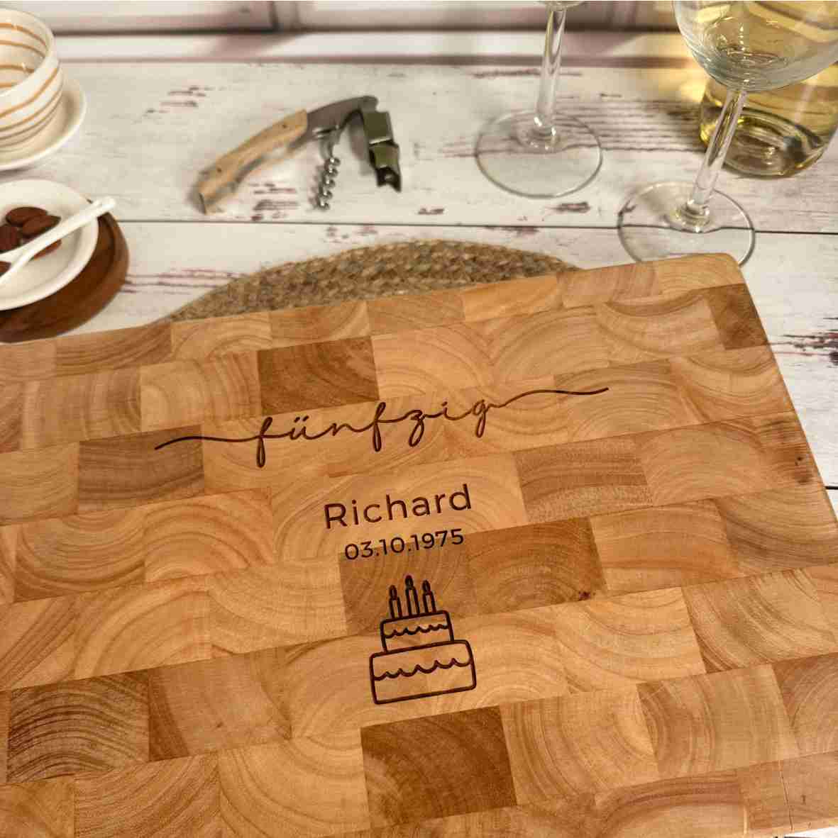 Stirnholzbrett 50. Geburtstag graviert