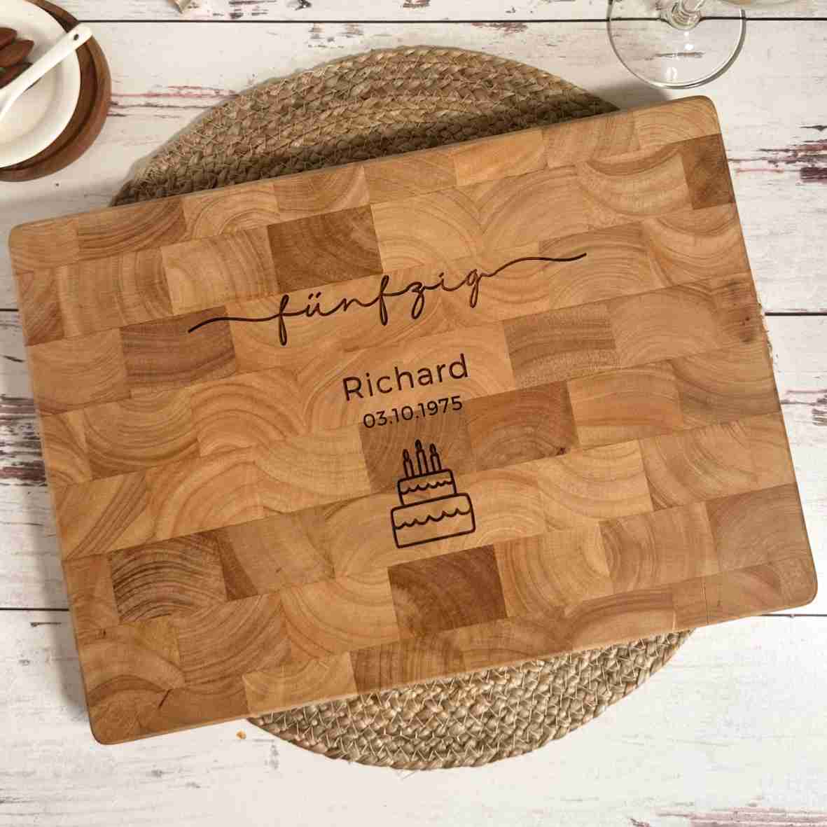 Stirnholzbrett 50. Geburtstag graviert