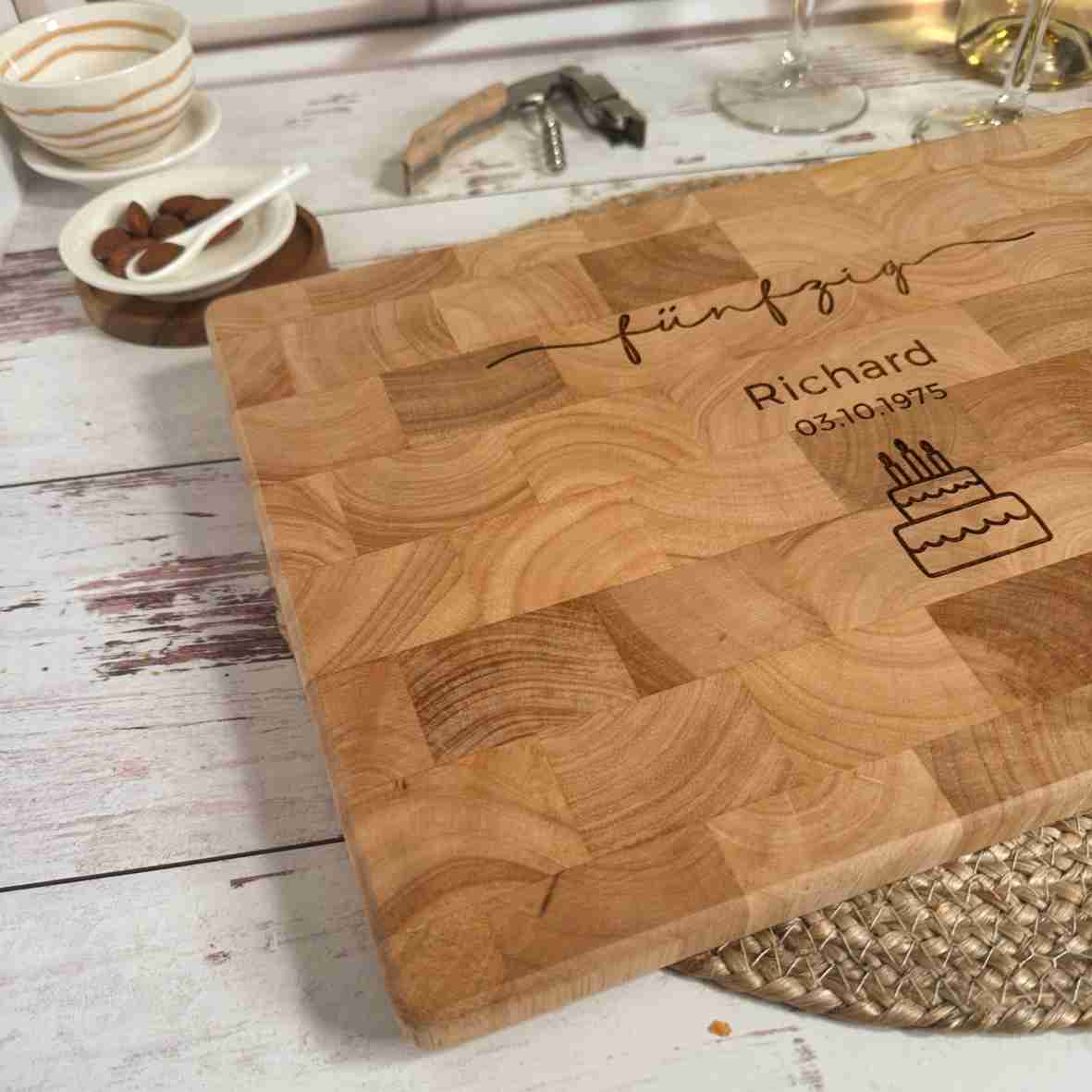 Stirnholzbrett 50. Geburtstag graviert