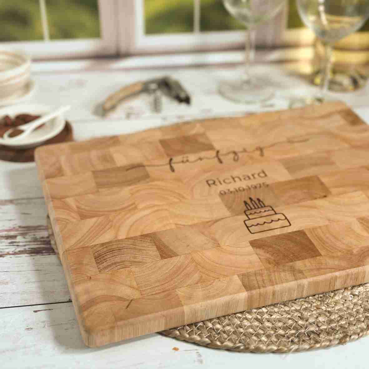 Stirnholzbrett 50. Geburtstag graviert