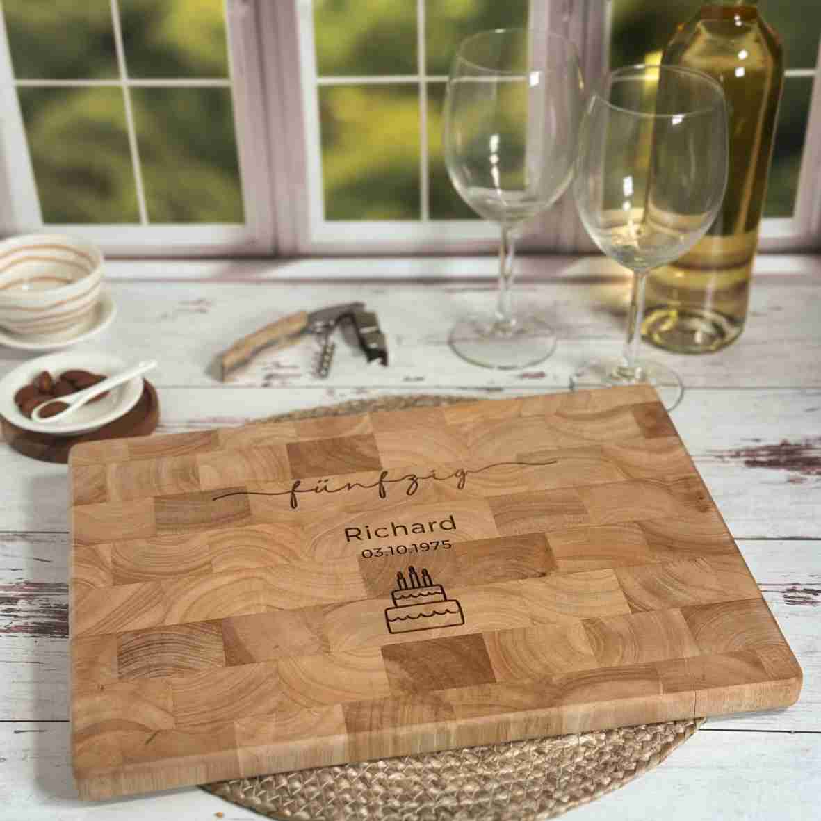 Stirnholzbrett 50. Geburtstag graviert