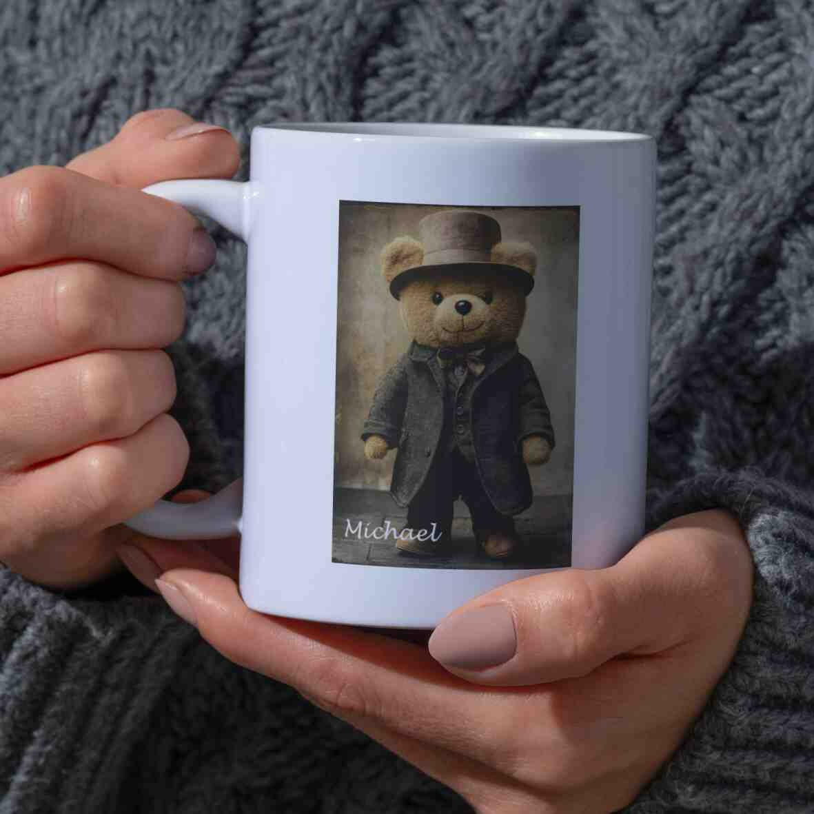 Personalisierte Tasse Teddybär Detektiv.