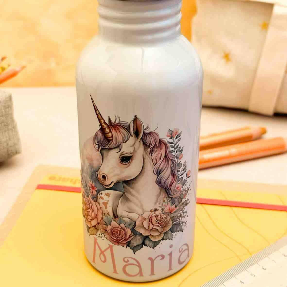 Edelstahl-Trinkflasche Einhorn.