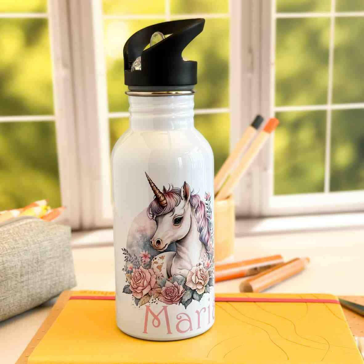 Edelstahl-Trinkflasche Einhorn.