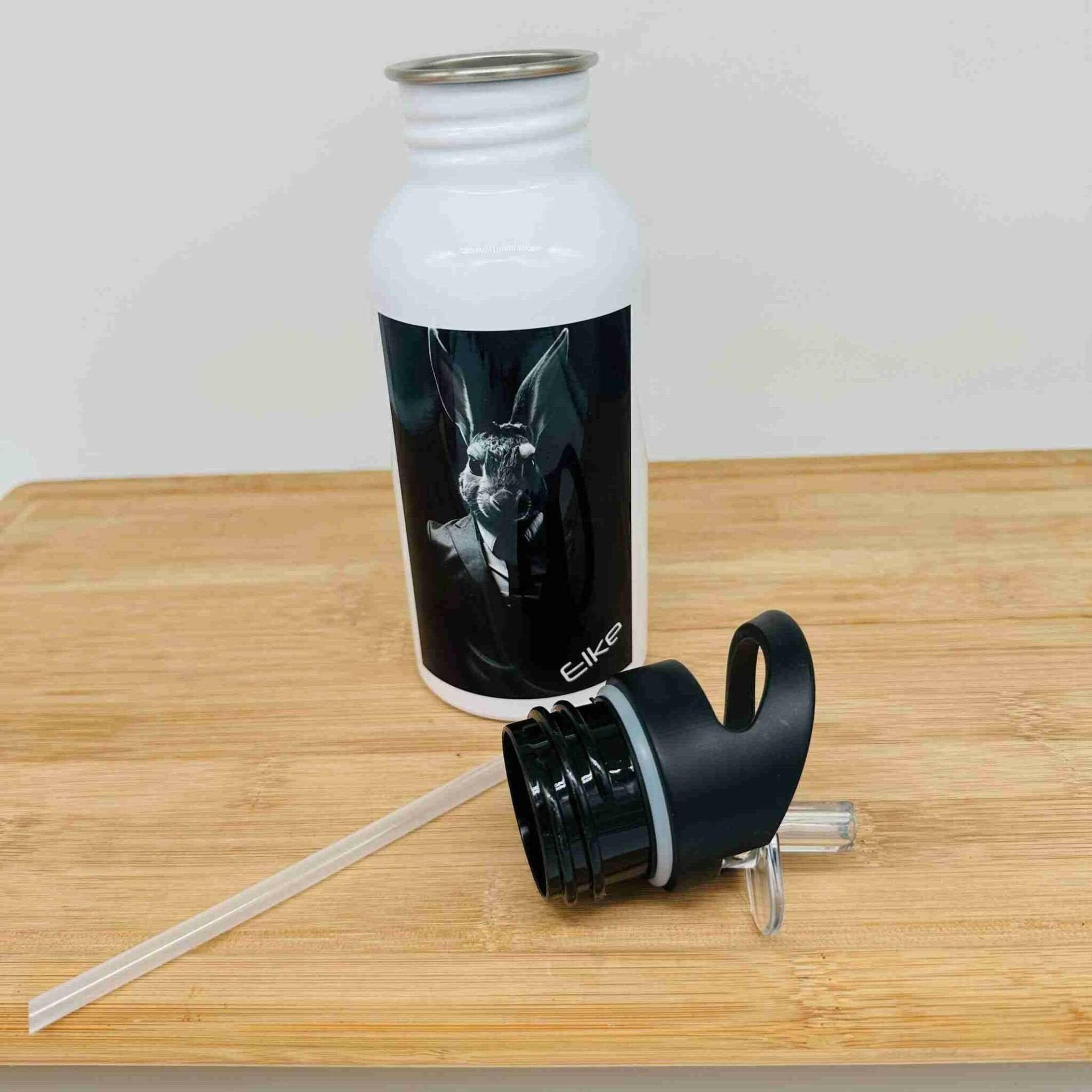 Edelstahl-Trinkflasche Film-Noir-Hase.