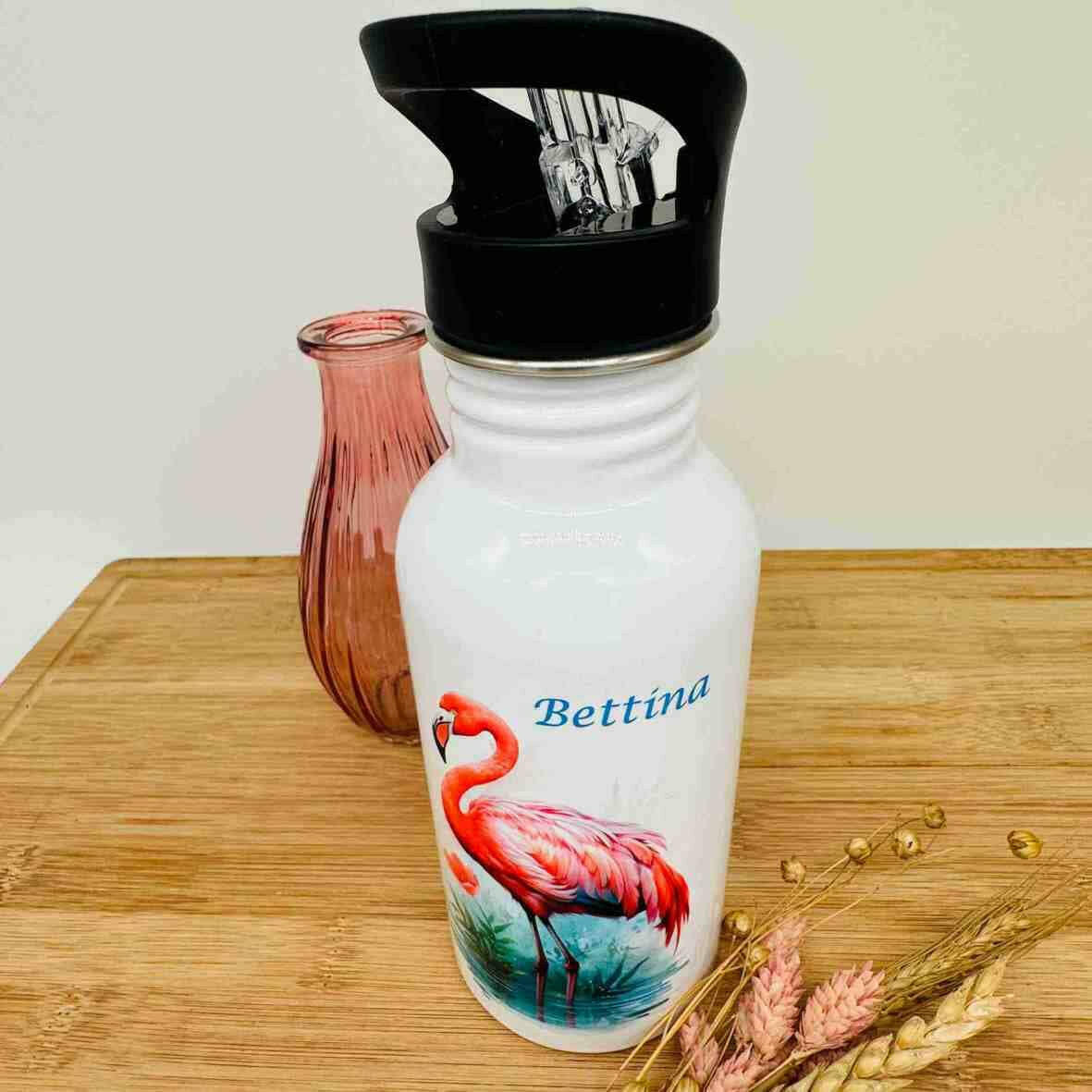 Edelstahl-Trinkflasche Flamingo.