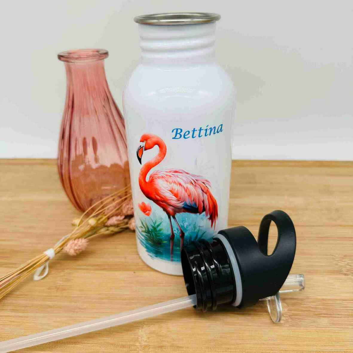 Edelstahl-Trinkflasche Flamingo.