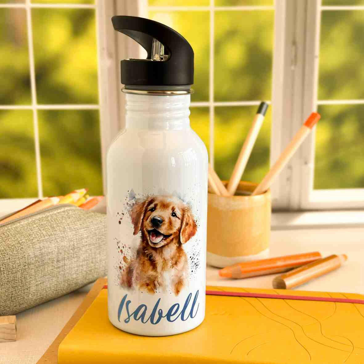Edelstahl-Trinkflasche Hund.