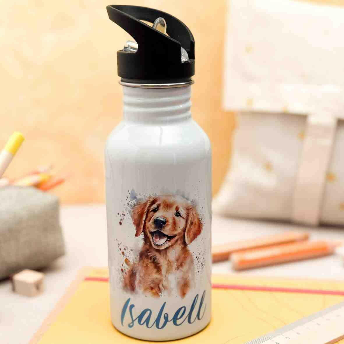 Edelstahl-Trinkflasche Hund.