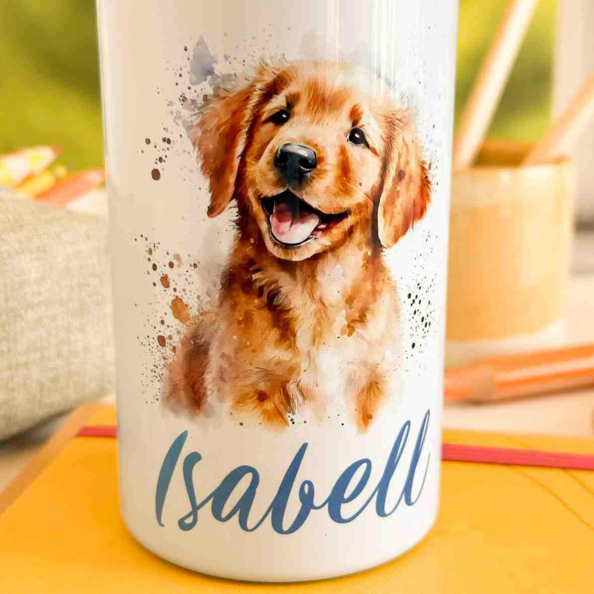 Edelstahl-Trinkflasche Hund.
