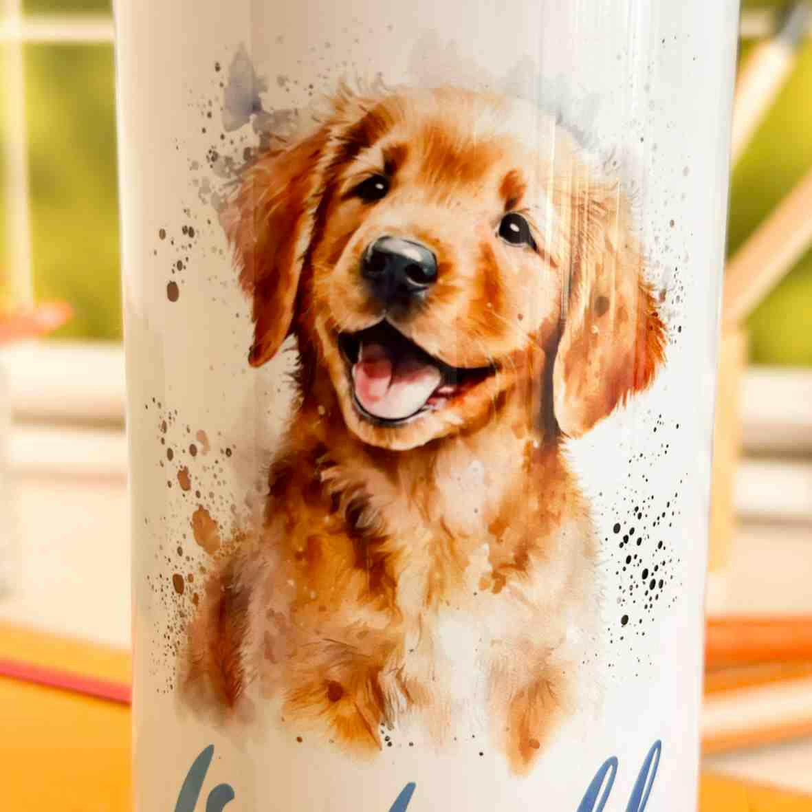 Edelstahl-Trinkflasche Hund.