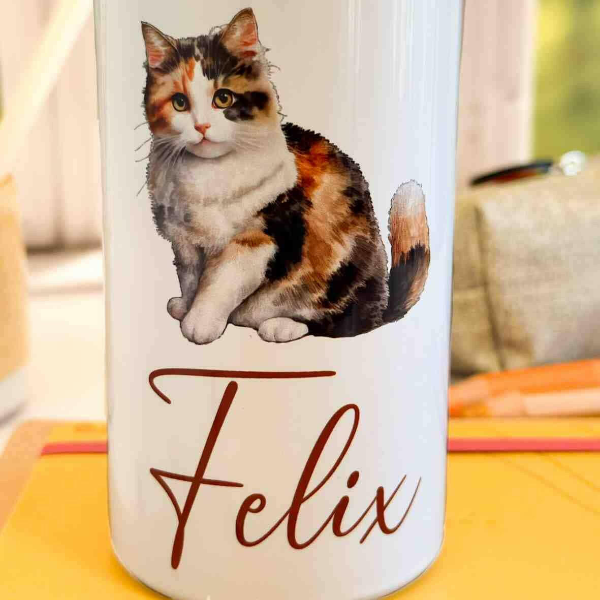 Edelstahl-Trinkflasche Katze.