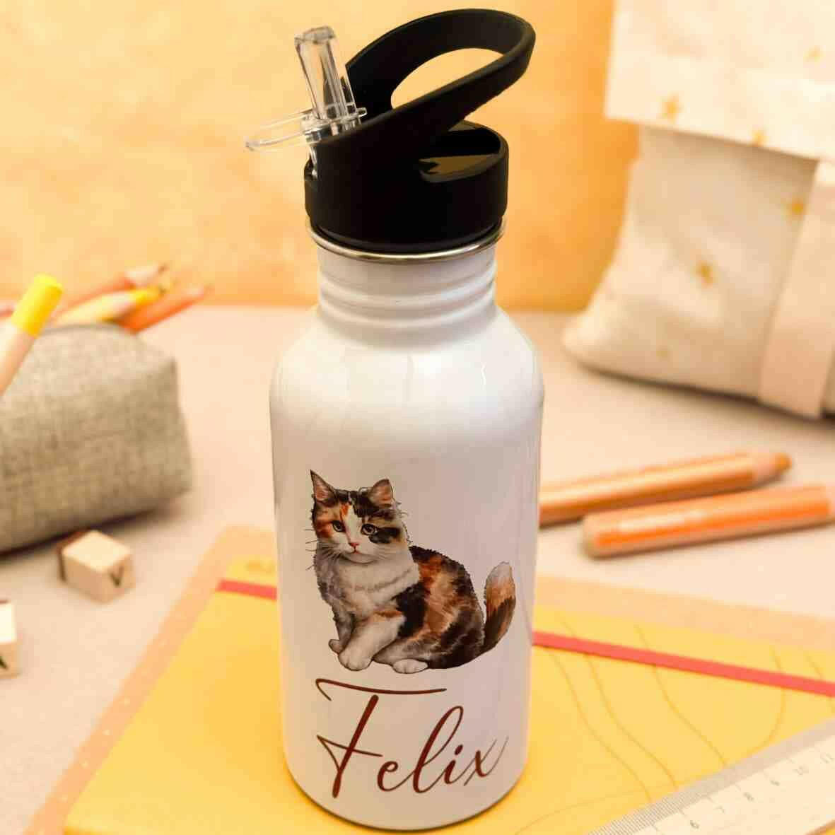 Edelstahl-Trinkflasche Katze.