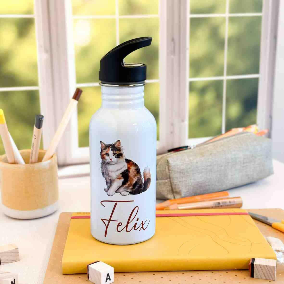 Edelstahl-Trinkflasche Katze.