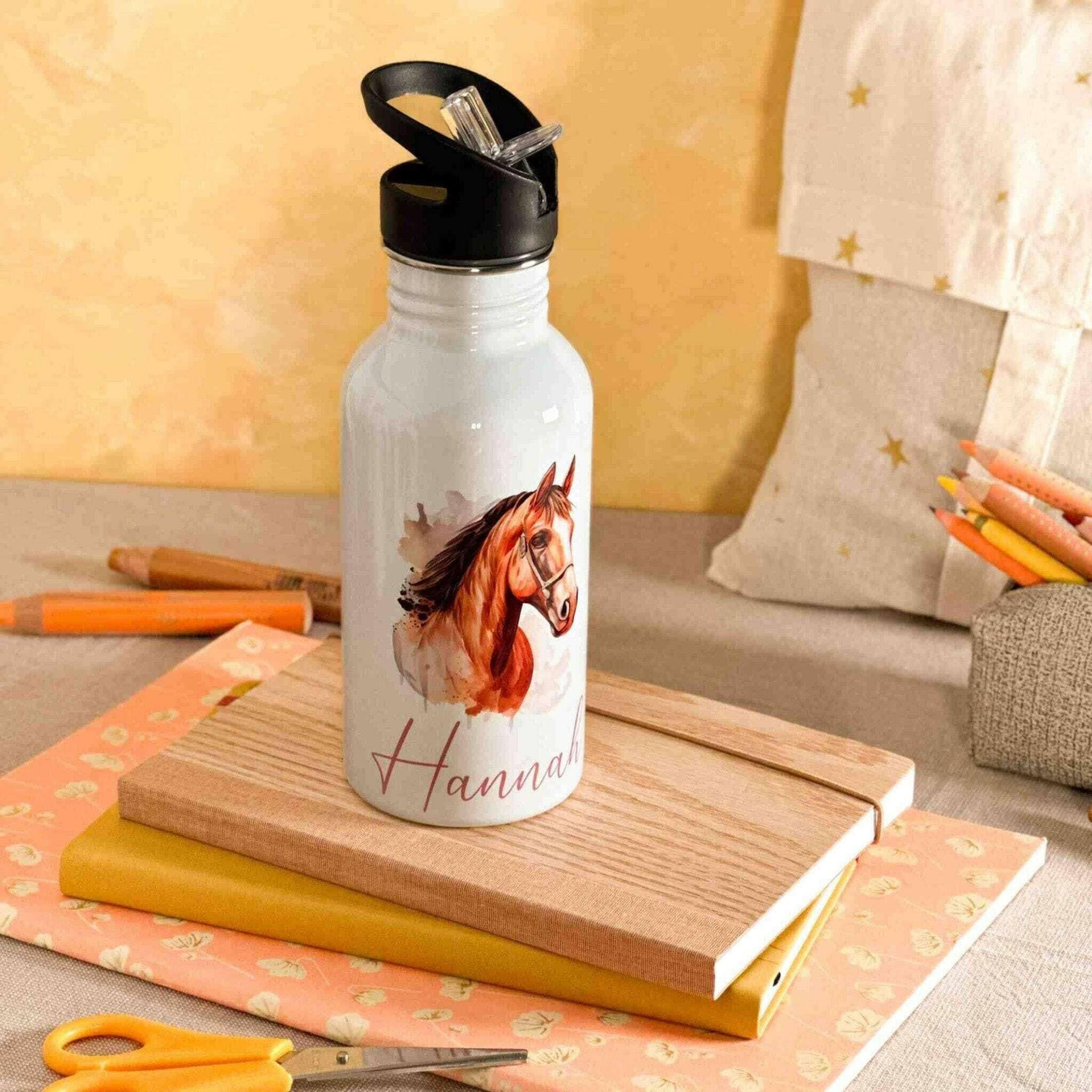 Edelstahl-Trinkflasche Pferd.