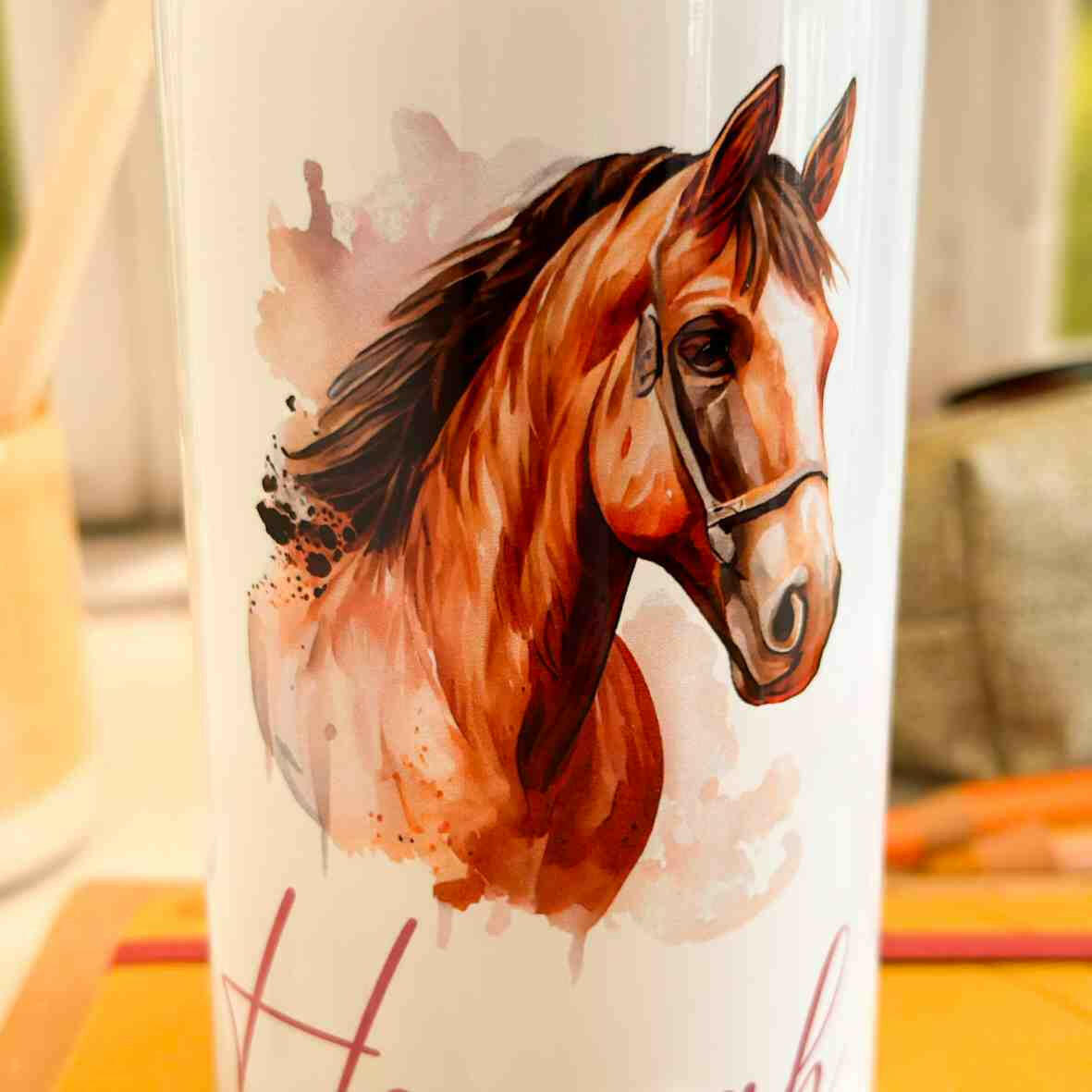 Edelstahl-Trinkflasche Pferd.