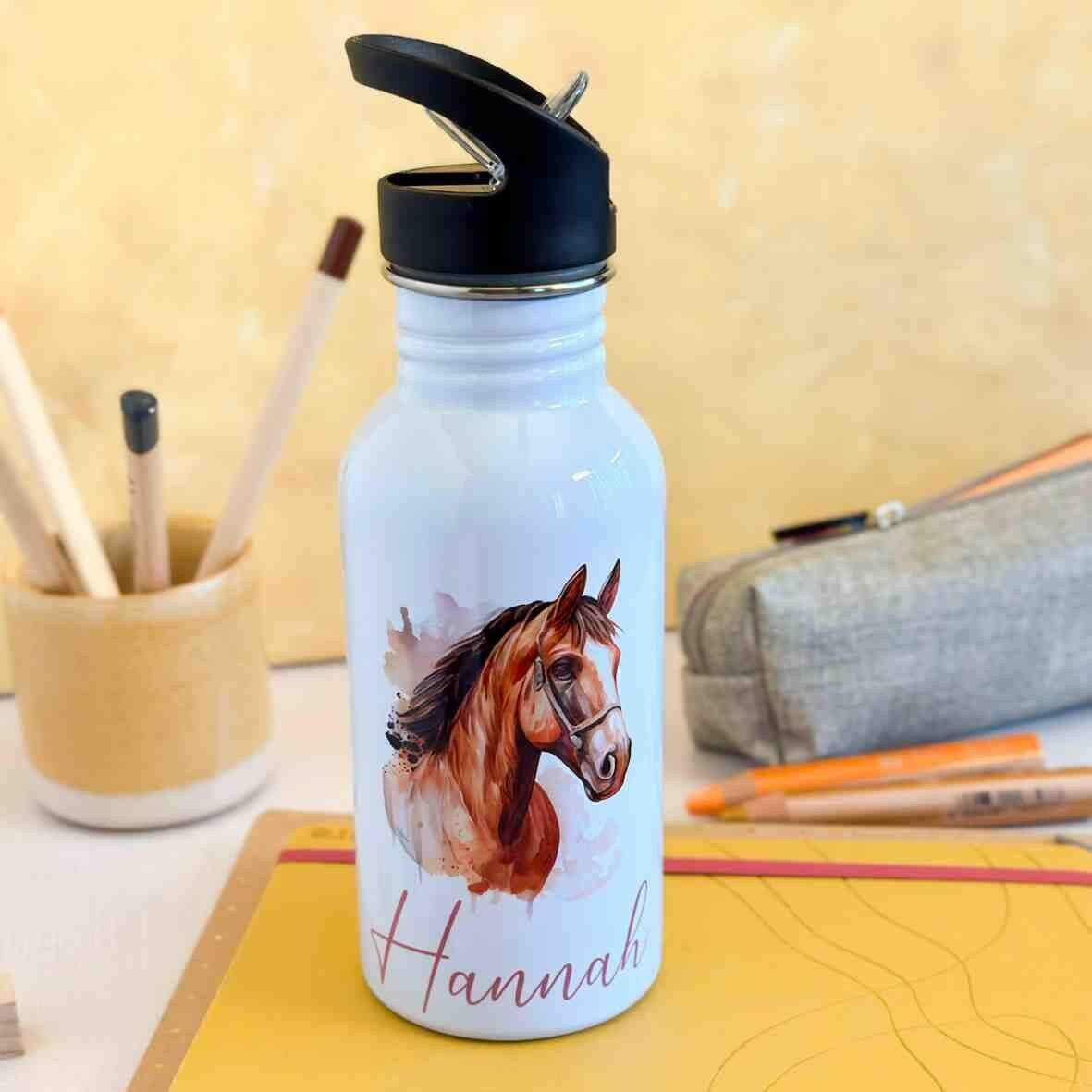 Edelstahl-Trinkflasche Pferd.