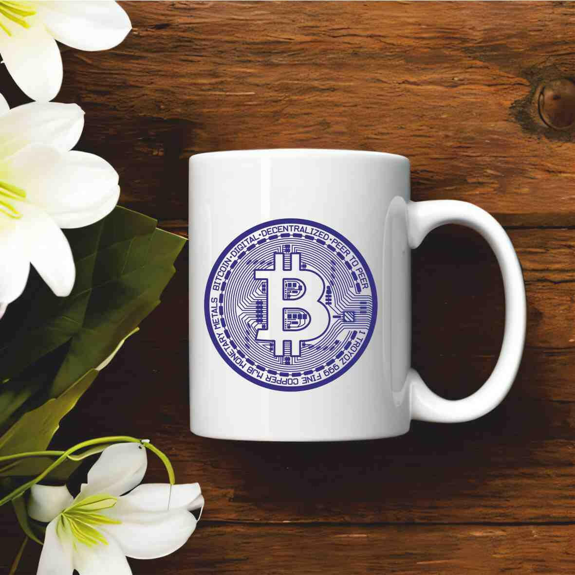 Motivations-Tasse Bitcoin Symbol - verschiedene Farben.