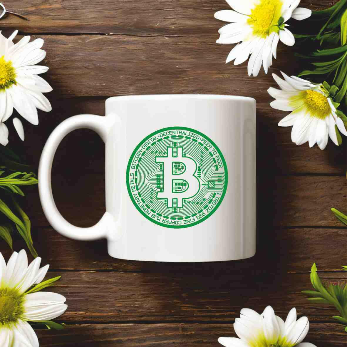 Motivations-Tasse Bitcoin Symbol - verschiedene Farben.