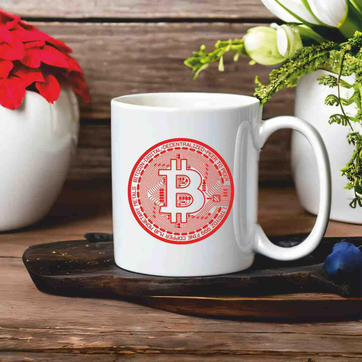 Motivations-Tasse Bitcoin Symbol - verschiedene Farben.