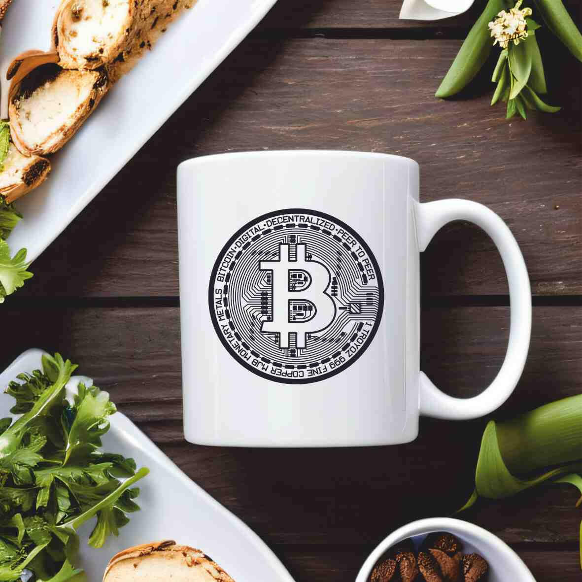 Motivations-Tasse Bitcoin Symbol - verschiedene Farben.