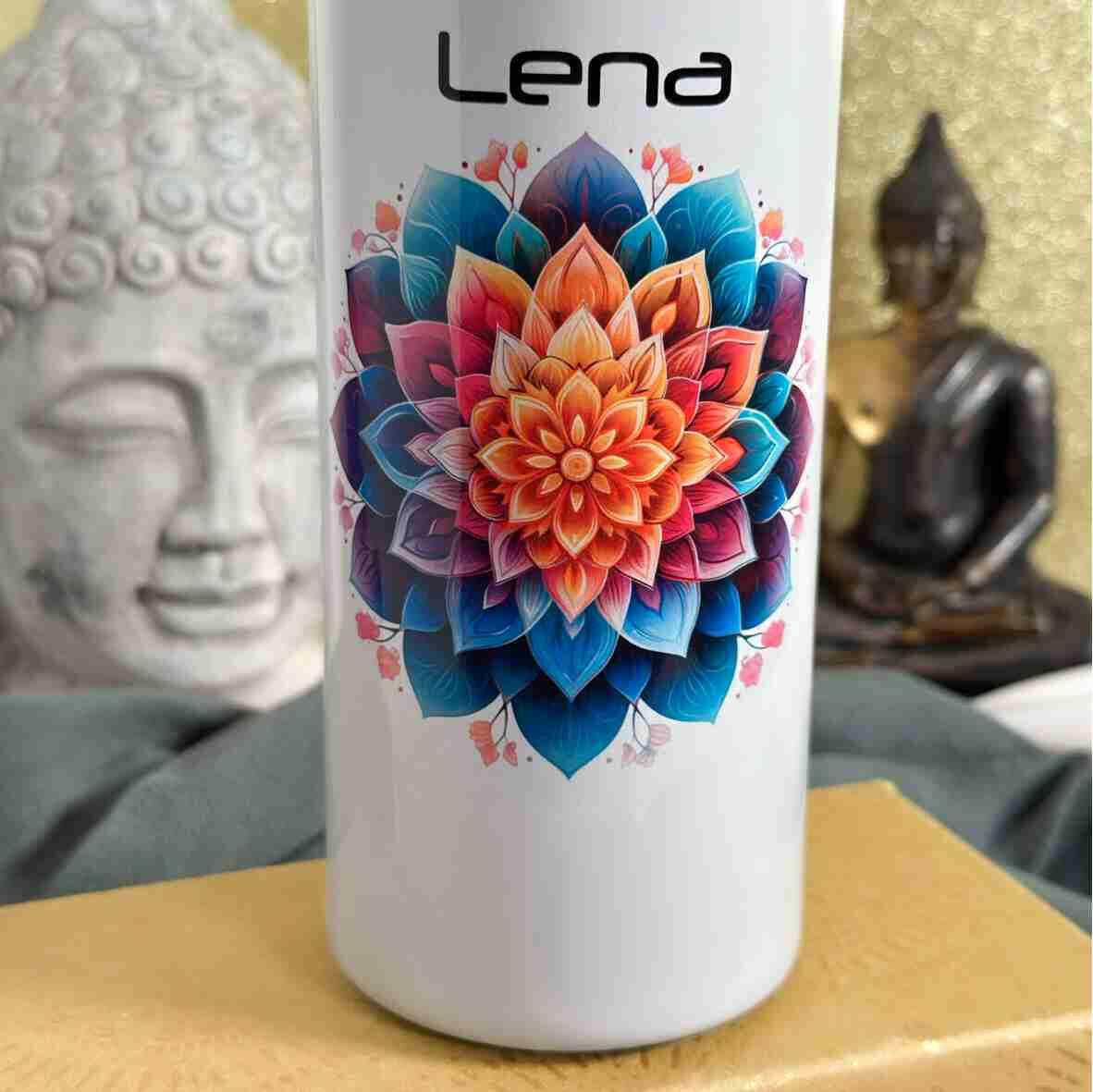 Thermobecher Namaste bunt.