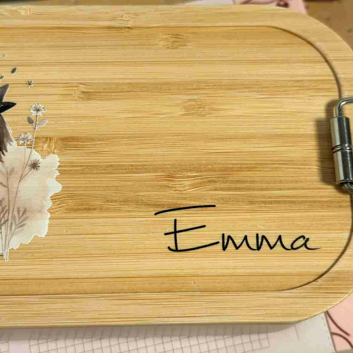 Personalisierte Brotdose Little Princess, farbig bedruckt - Edelstahl mit Bambusdeckel.