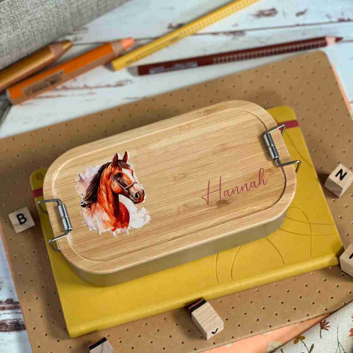 Brotdose Bambus Pferd – personalisiert