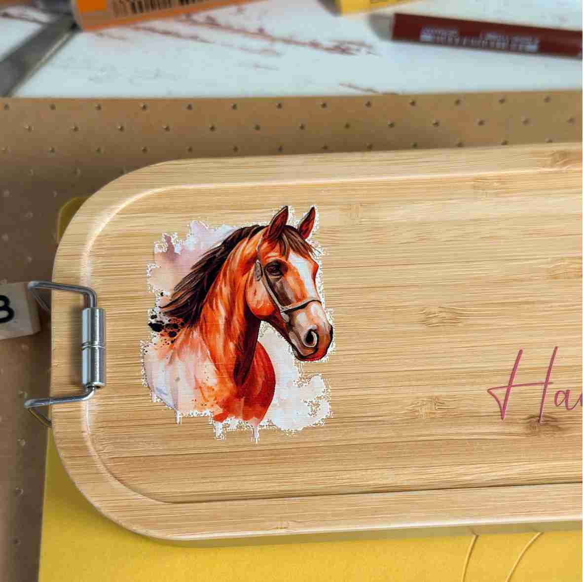 Brotdose Bambus Pferd – personalisiert