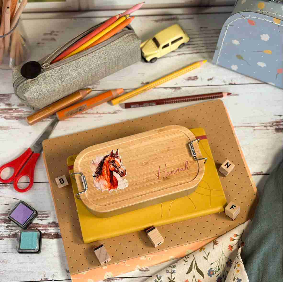 Brotdose Bambus Pferd – personalisiert