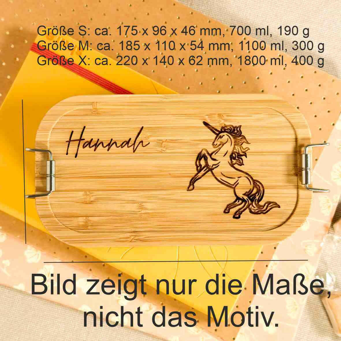 Personalisierte Brotdose Camping (01) - Edelstahl mit Bambusdeckel.