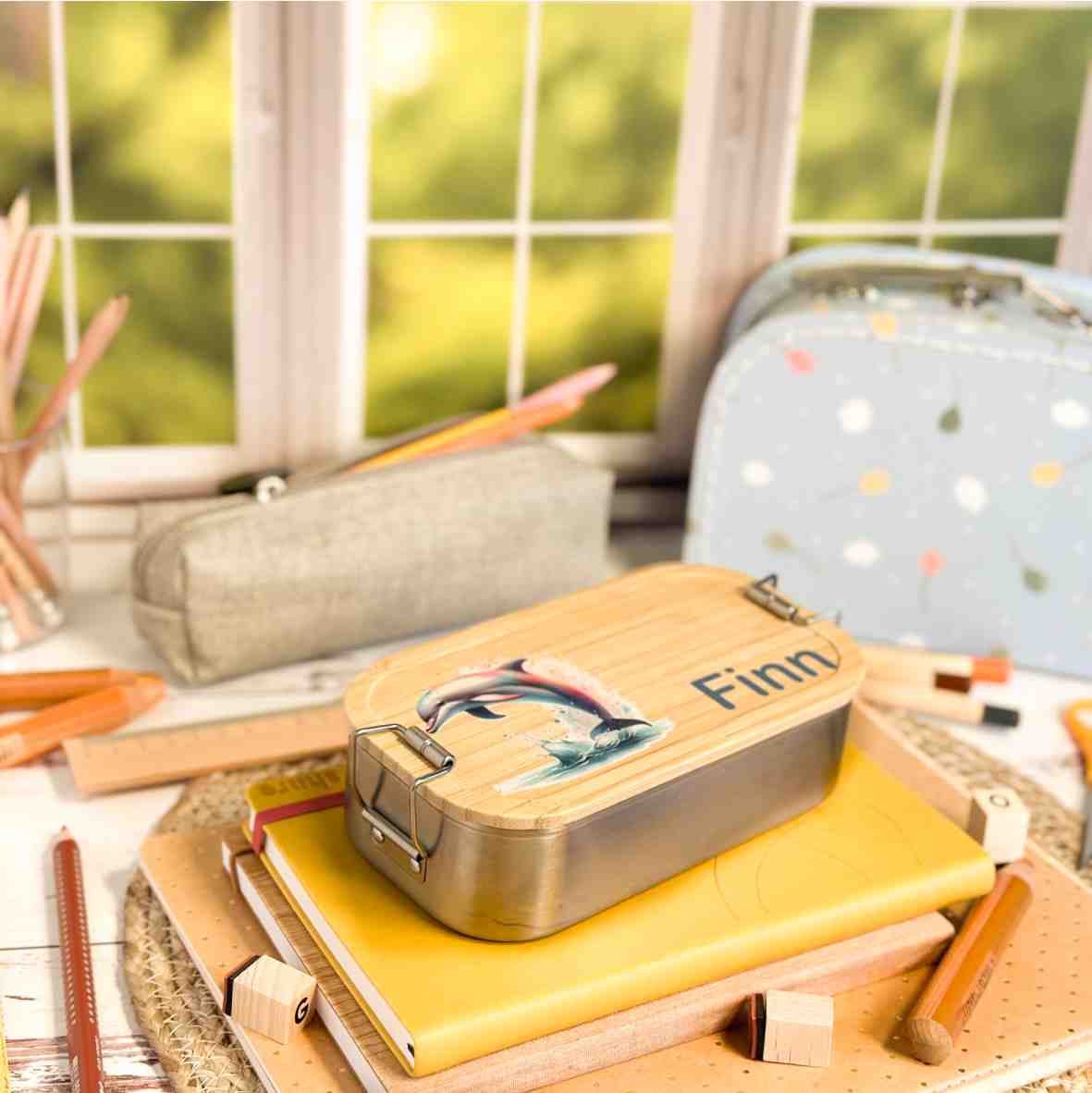 Personalisierte Delfin Brotdose Kinder