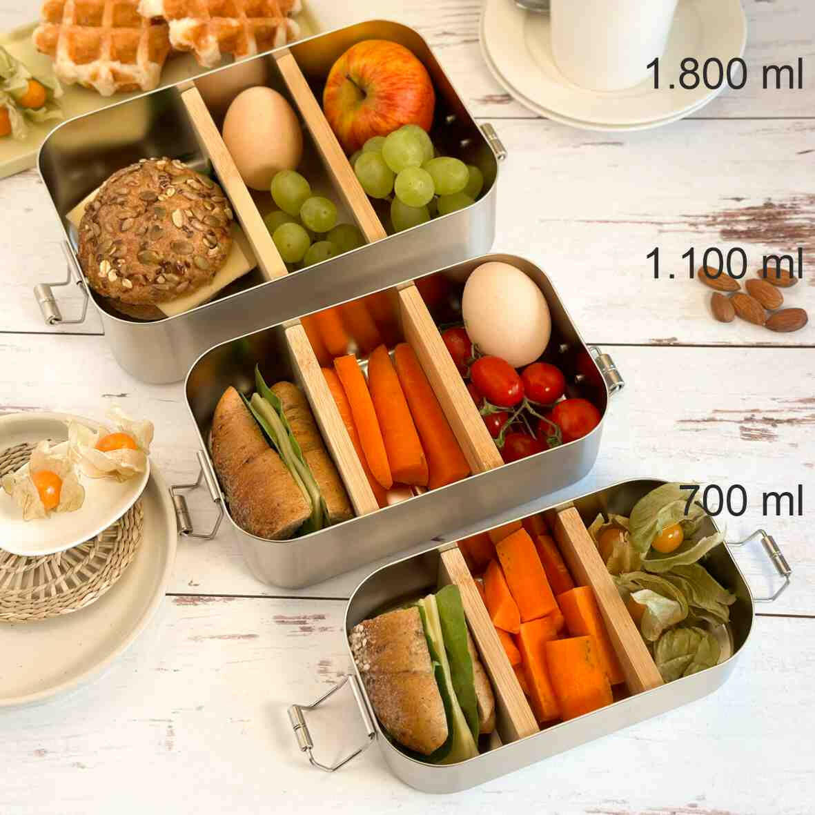 Personalisierte Brotdose Traktor - Edelstahl mit Bambusdeckel.