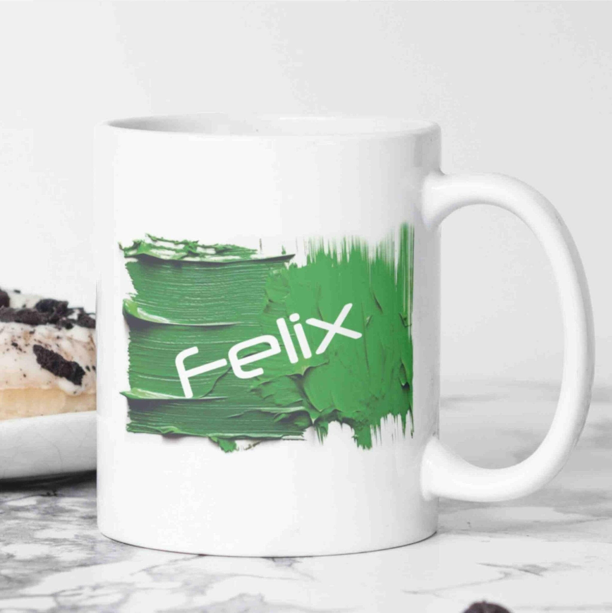 Personalisierte Tasse Acryl-Grafik grün.