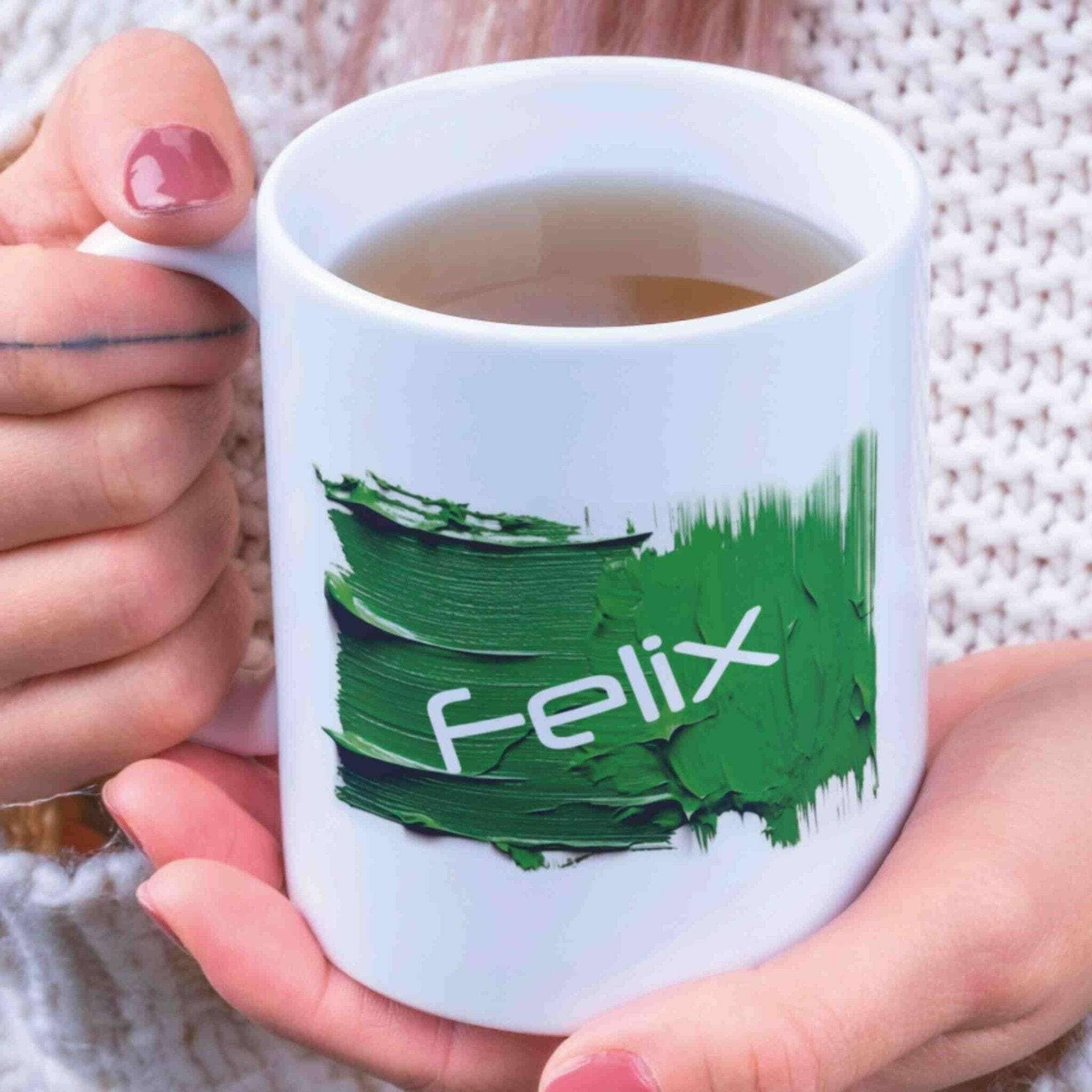 Personalisierte Tasse Acryl-Grafik grün.