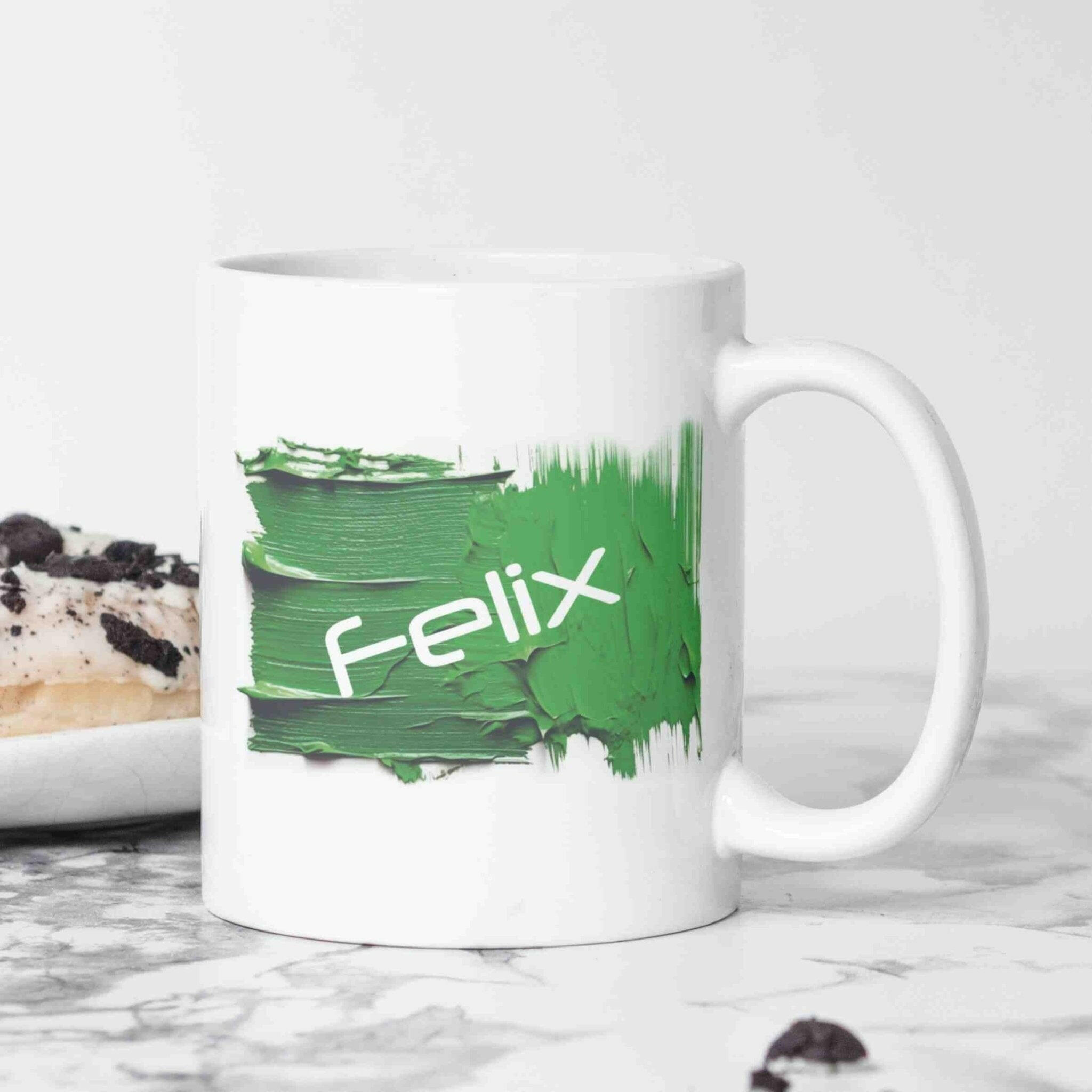 Personalisierte Tasse Acryl-Grafik grün.