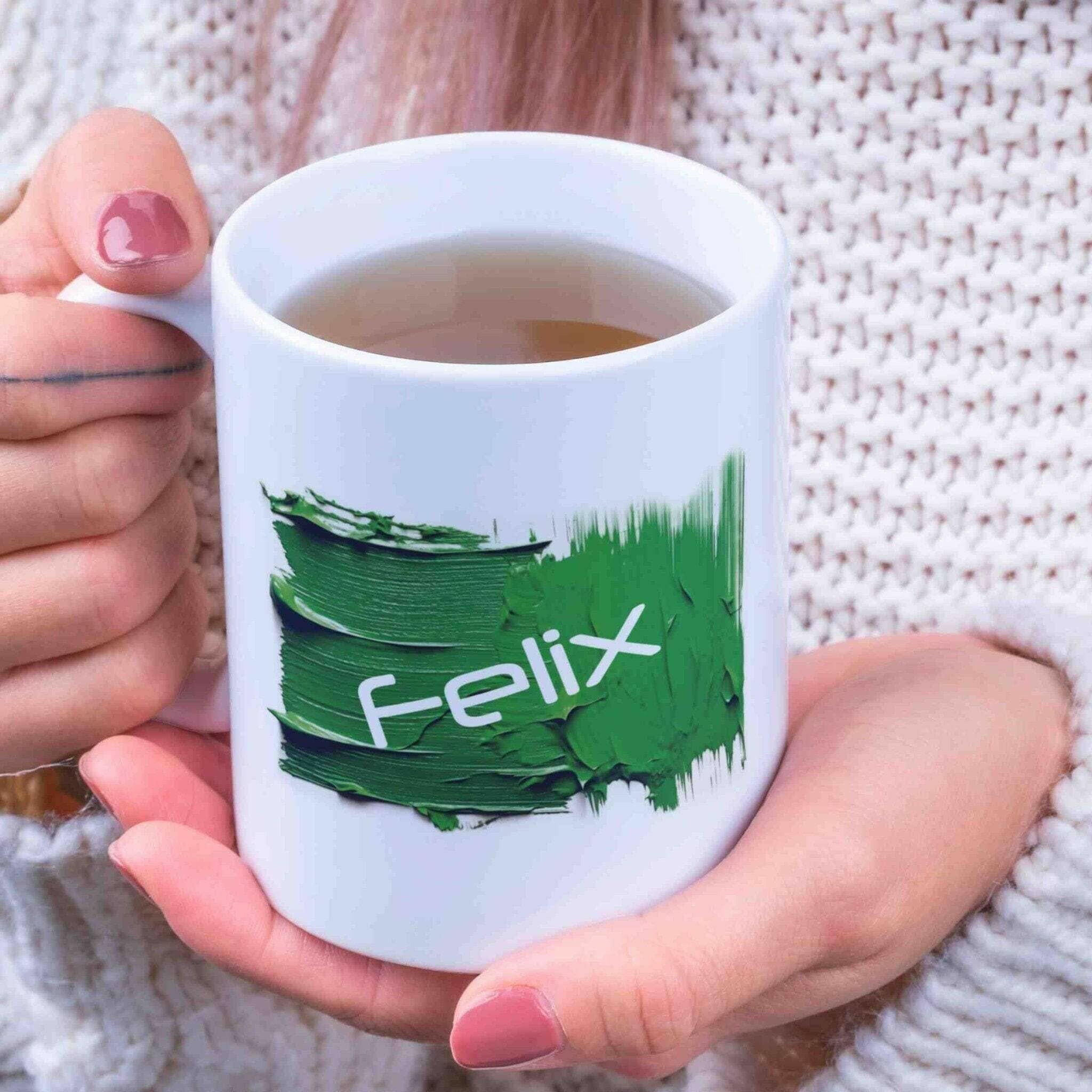 Personalisierte Tasse Acryl-Grafik grün.