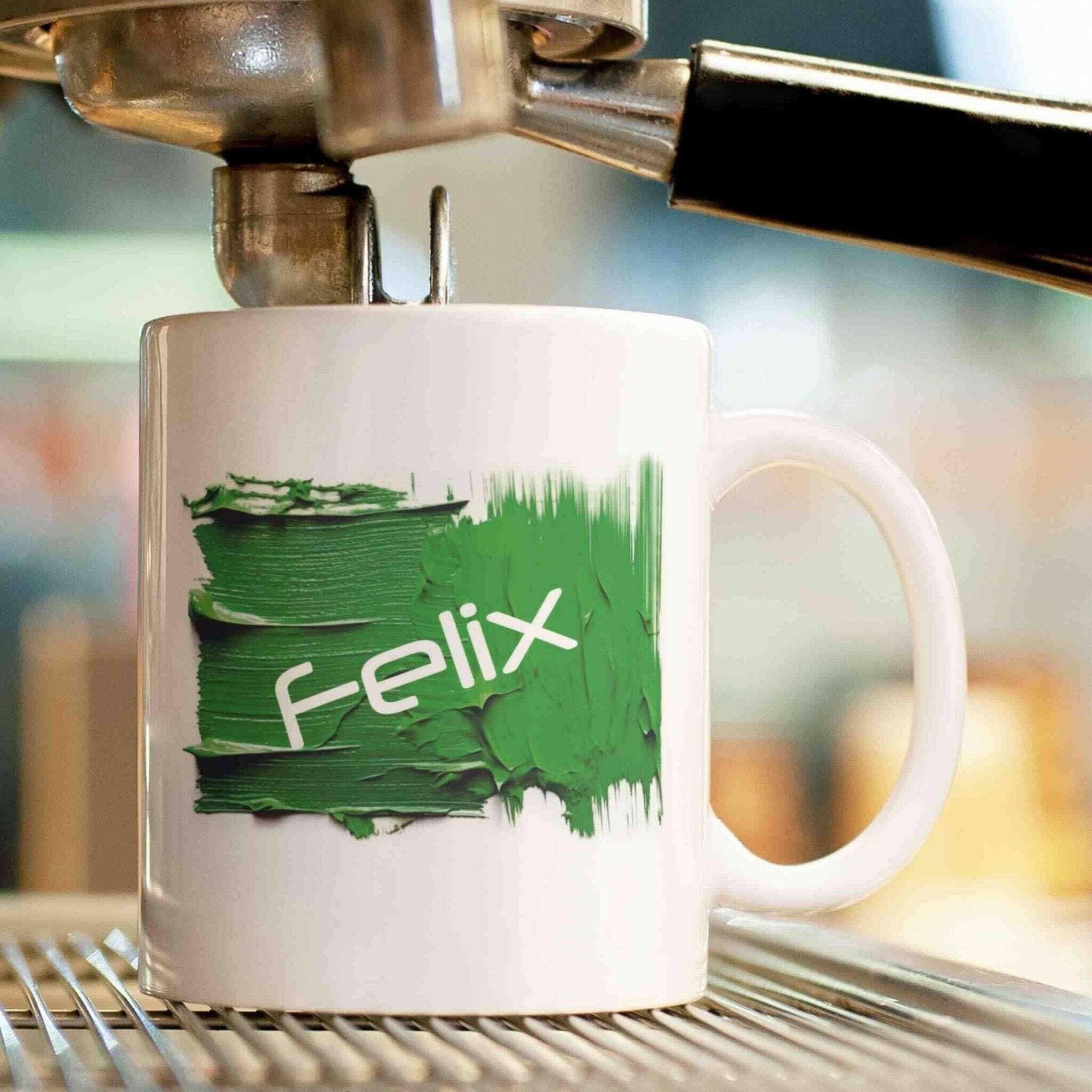 Personalisierte Tasse Acryl-Grafik grün.