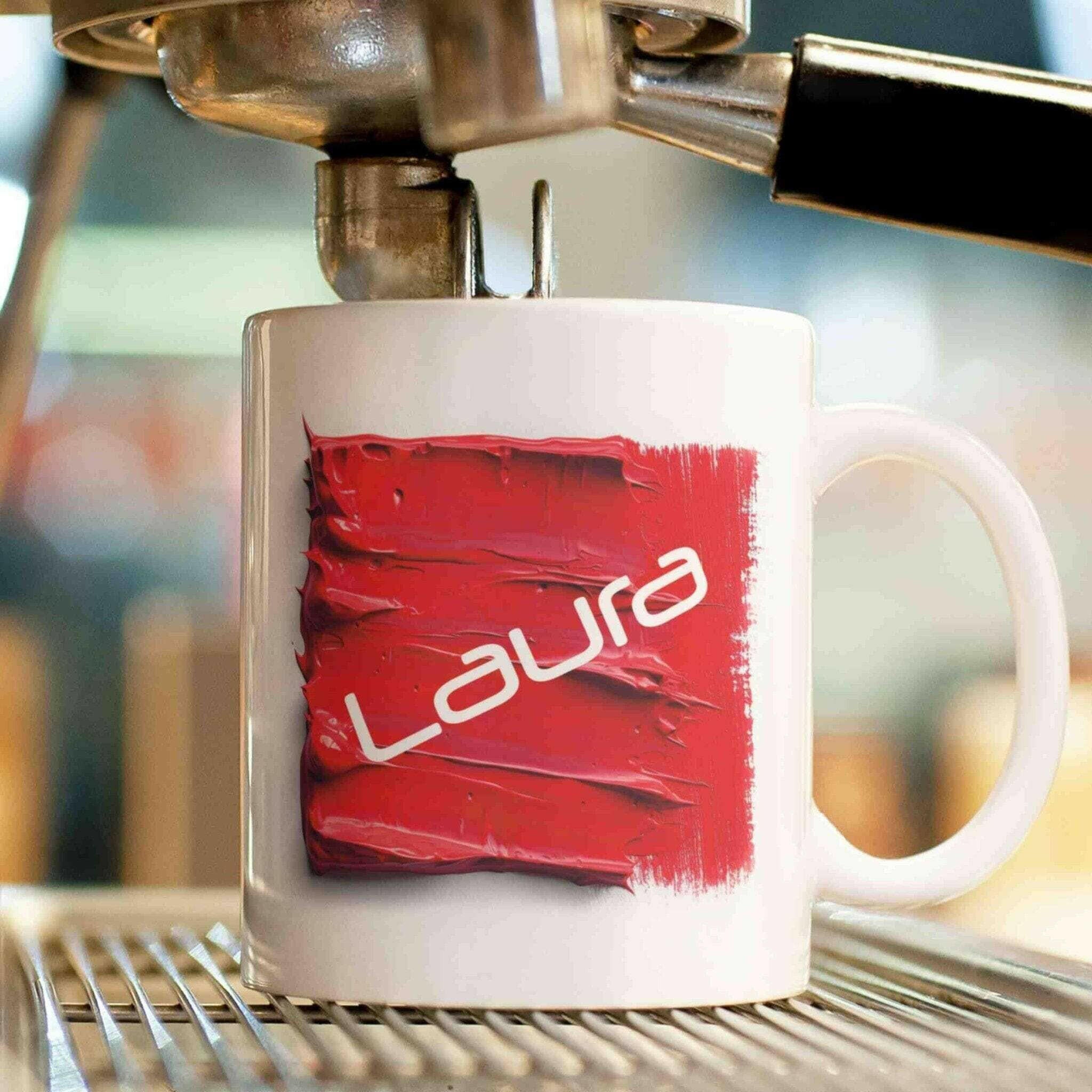 Personalisierte Tasse Acryl-Grafik rot.