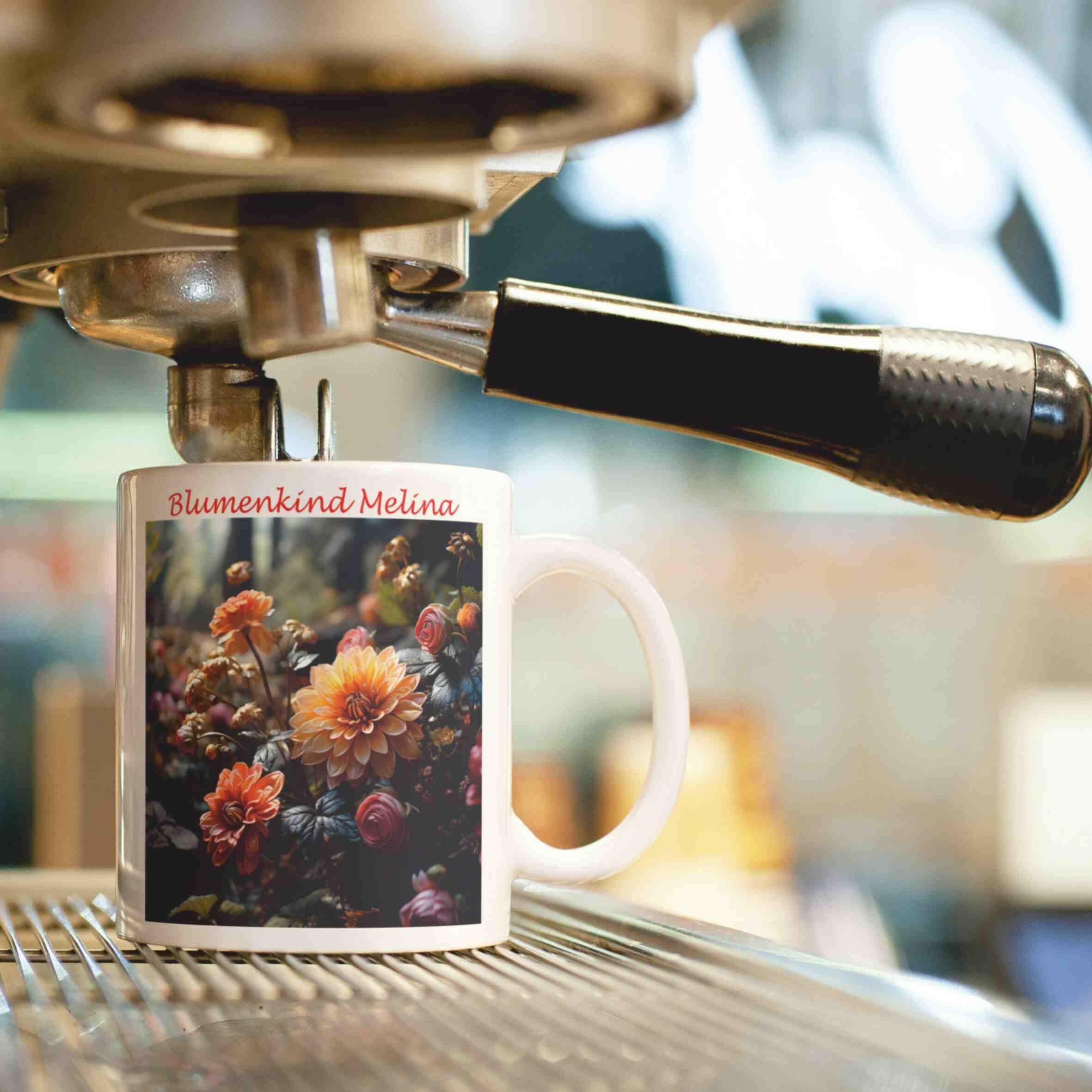 Personalisierte Tasse Blumen.