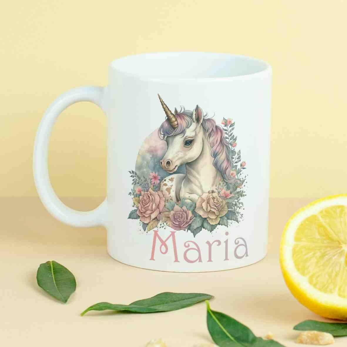 Personalisierte Tasse Einhorn.