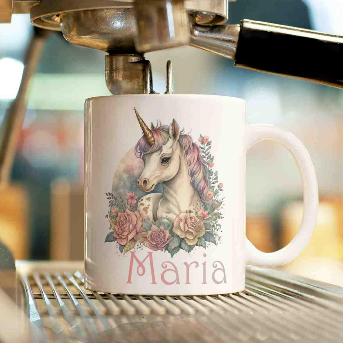 Personalisierte Tasse Einhorn.