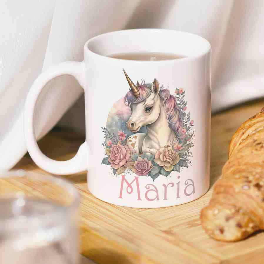 Personalisierte Tasse Einhorn.