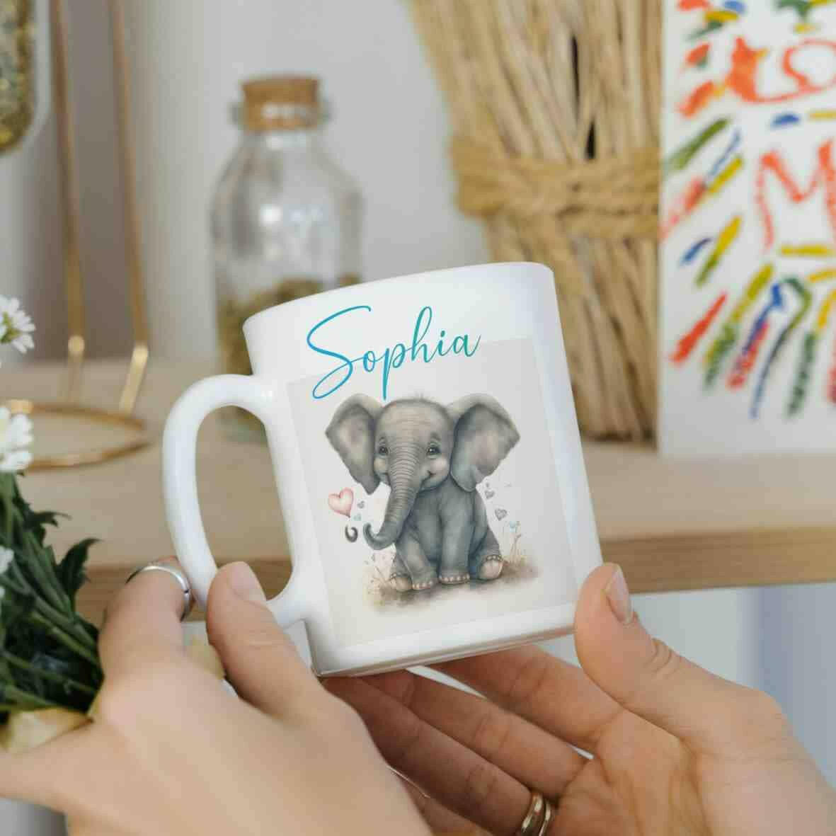 Personalisierte Tasse Elefant.