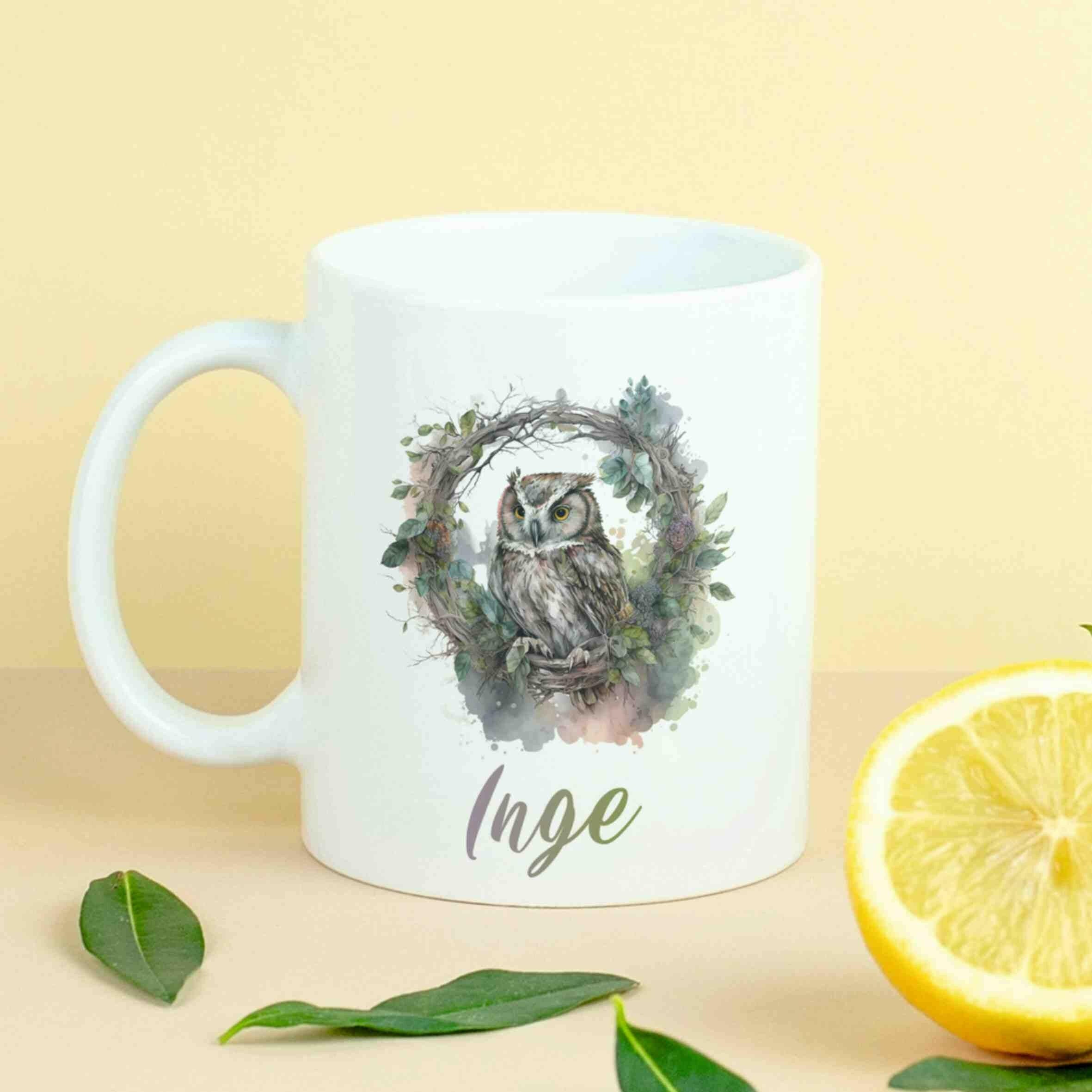 Personalisierte Tasse Eule.