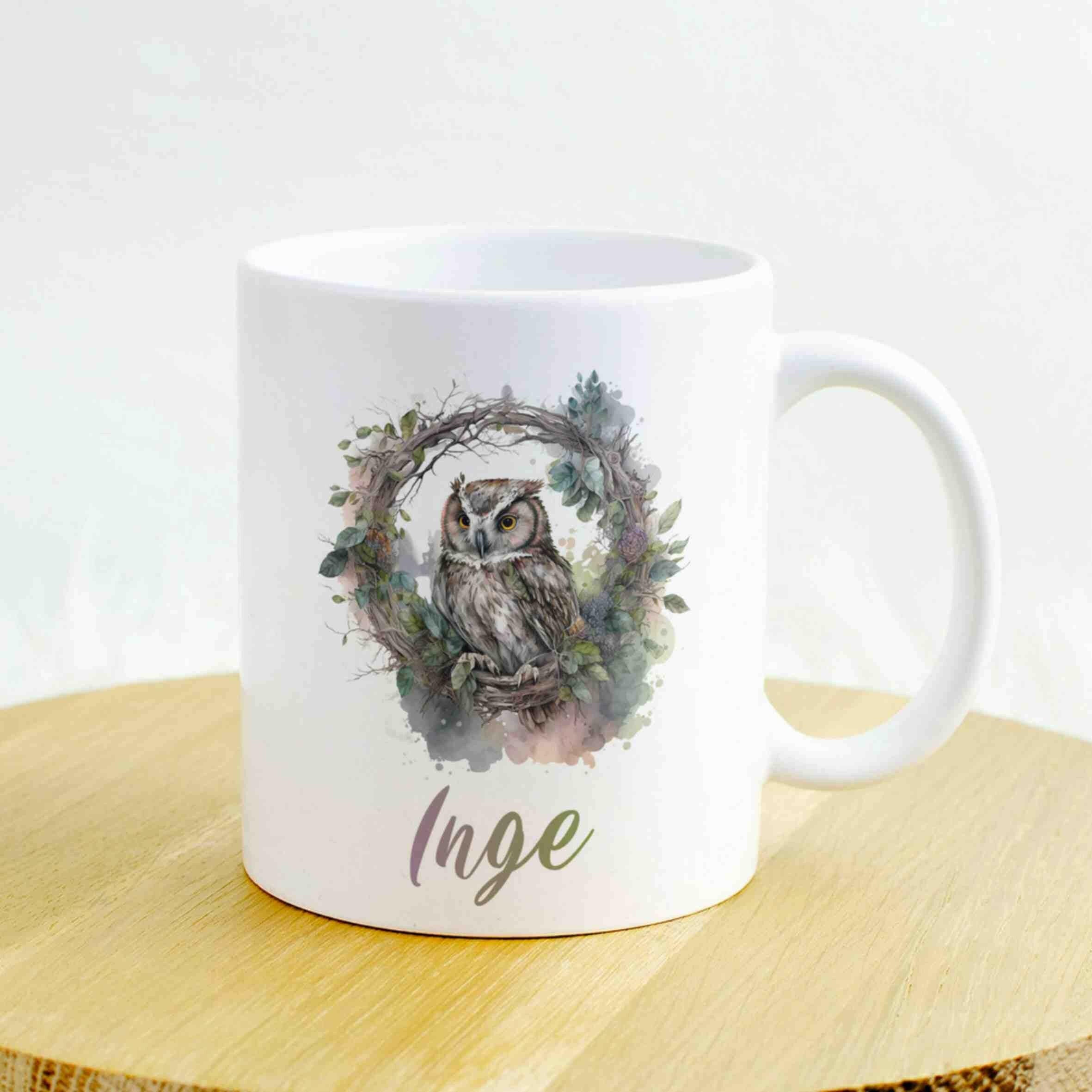 Personalisierte Tasse Eule.