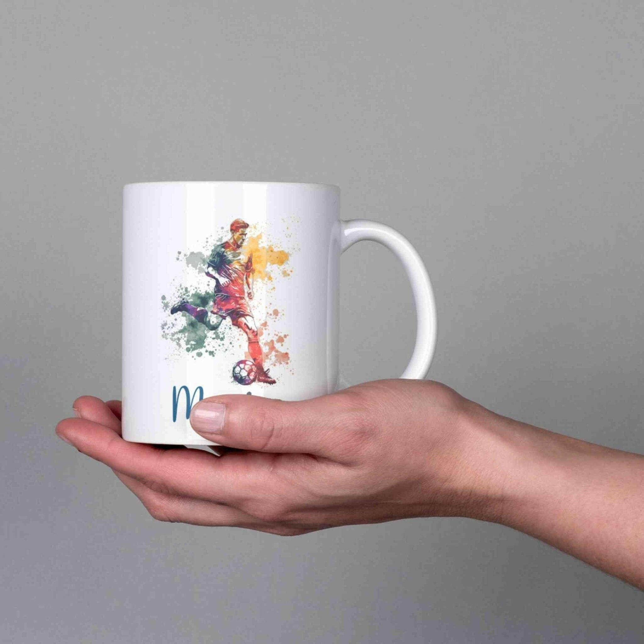 Personalisierte Tasse Fußballspieler.