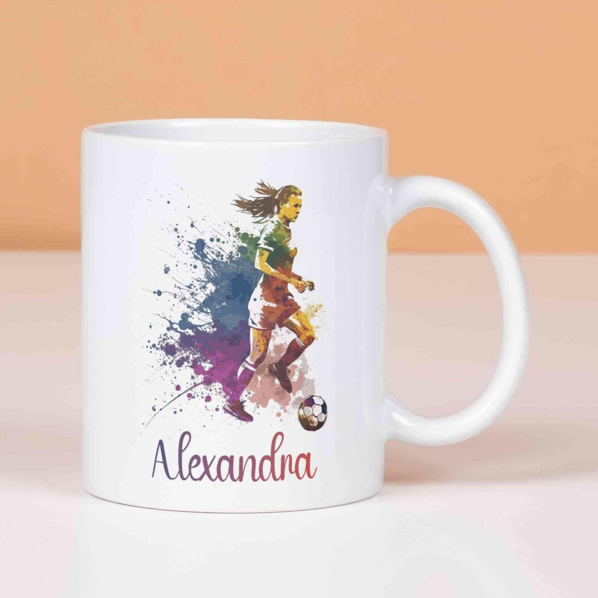 Personalisierte Tasse Fußballspielerin.
