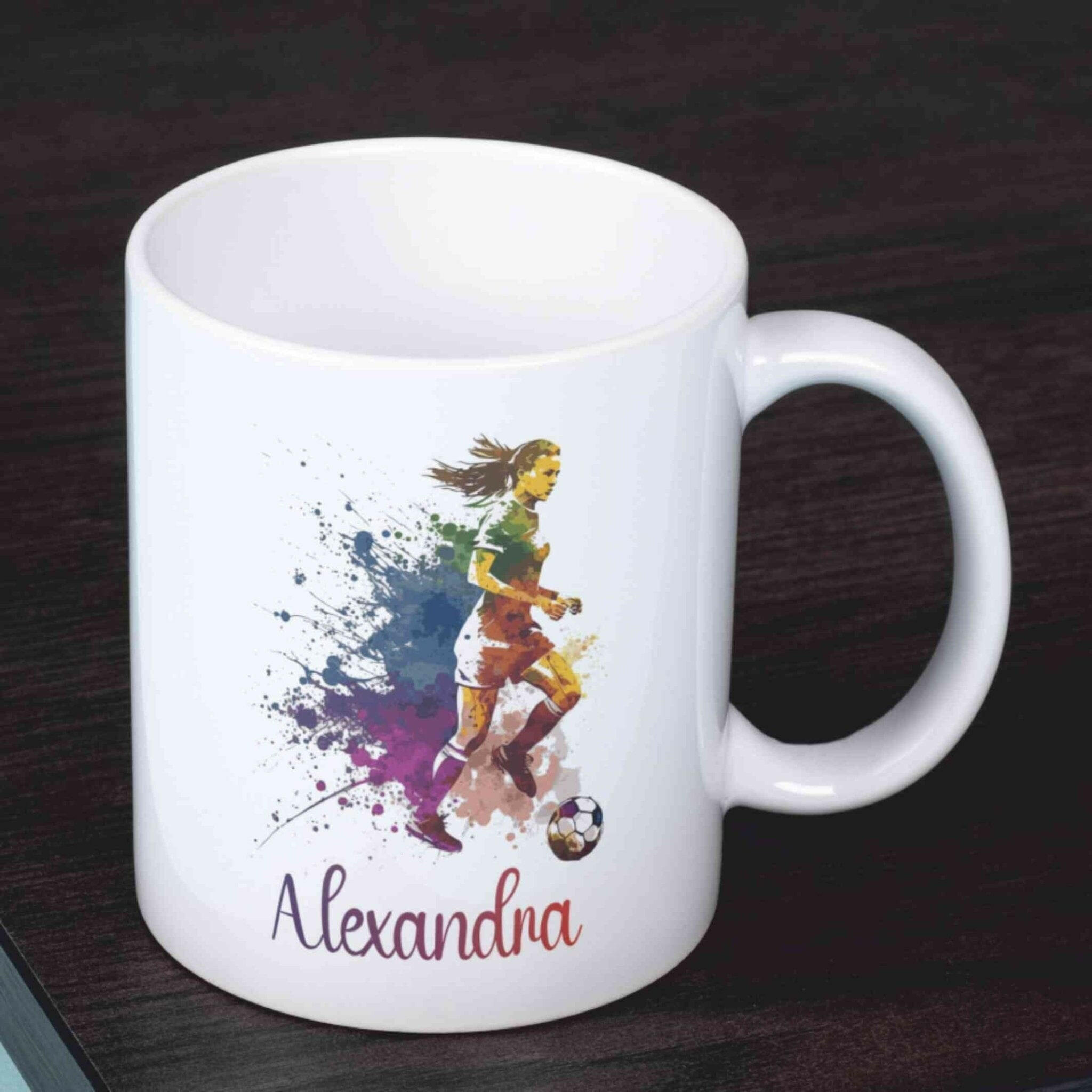 Personalisierte Tasse Fußballspielerin.